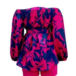 Casual Two-piece Shorts Set, Belted Off Shoulder